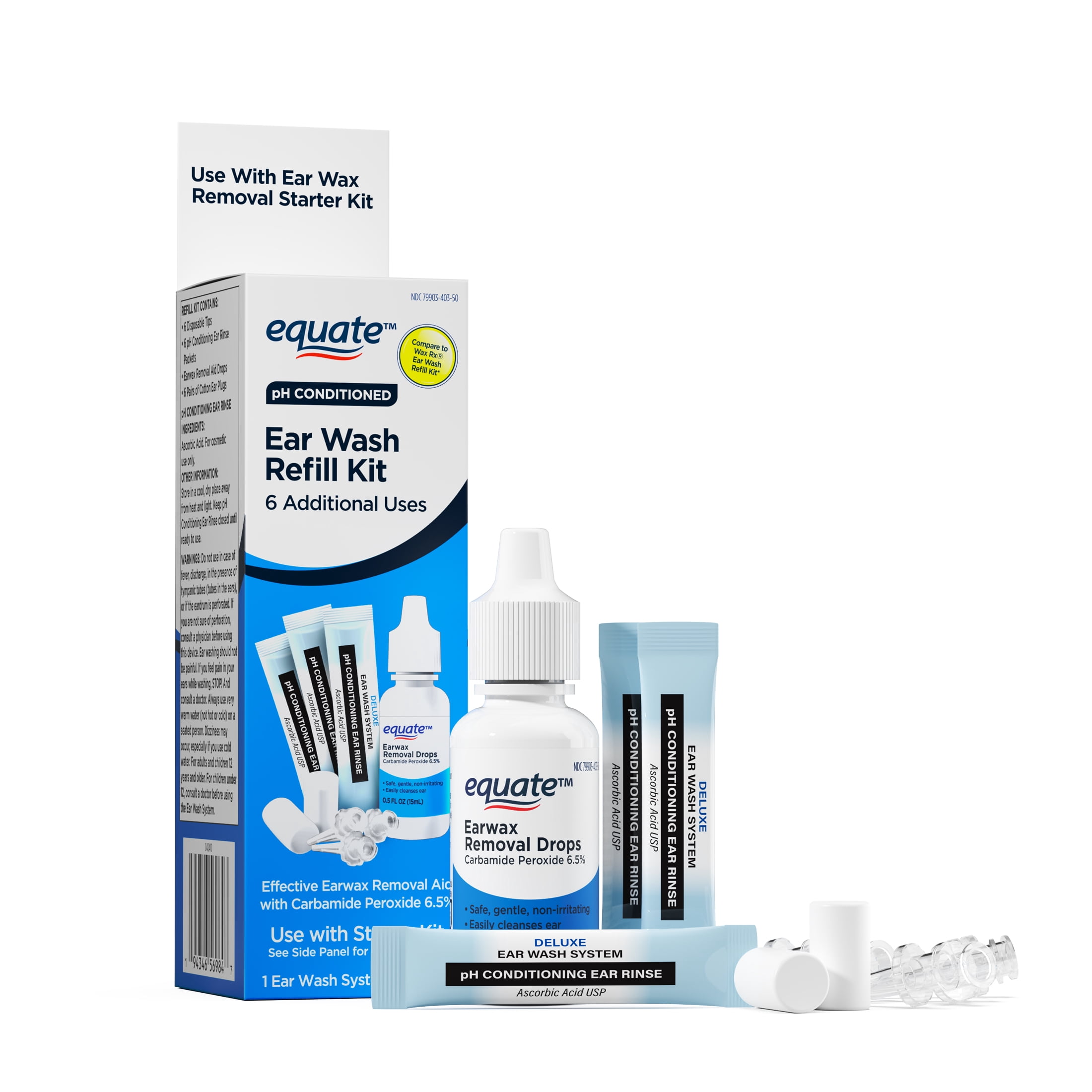 (2 pack) Equate Wax Removal Refill Kit for Wax-Rx Ear Wash System