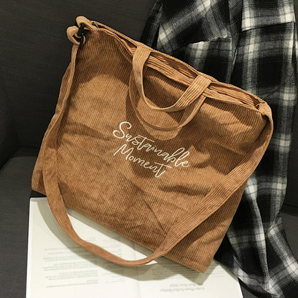 Bolso bandolera de pana para mujer, bolso universitario informal, versátil y de gran capacidad