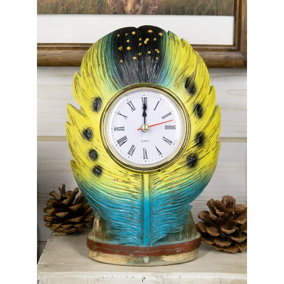 Southwestern Tribal Dreamcatcher Feather Decorative Table Clock Figurine