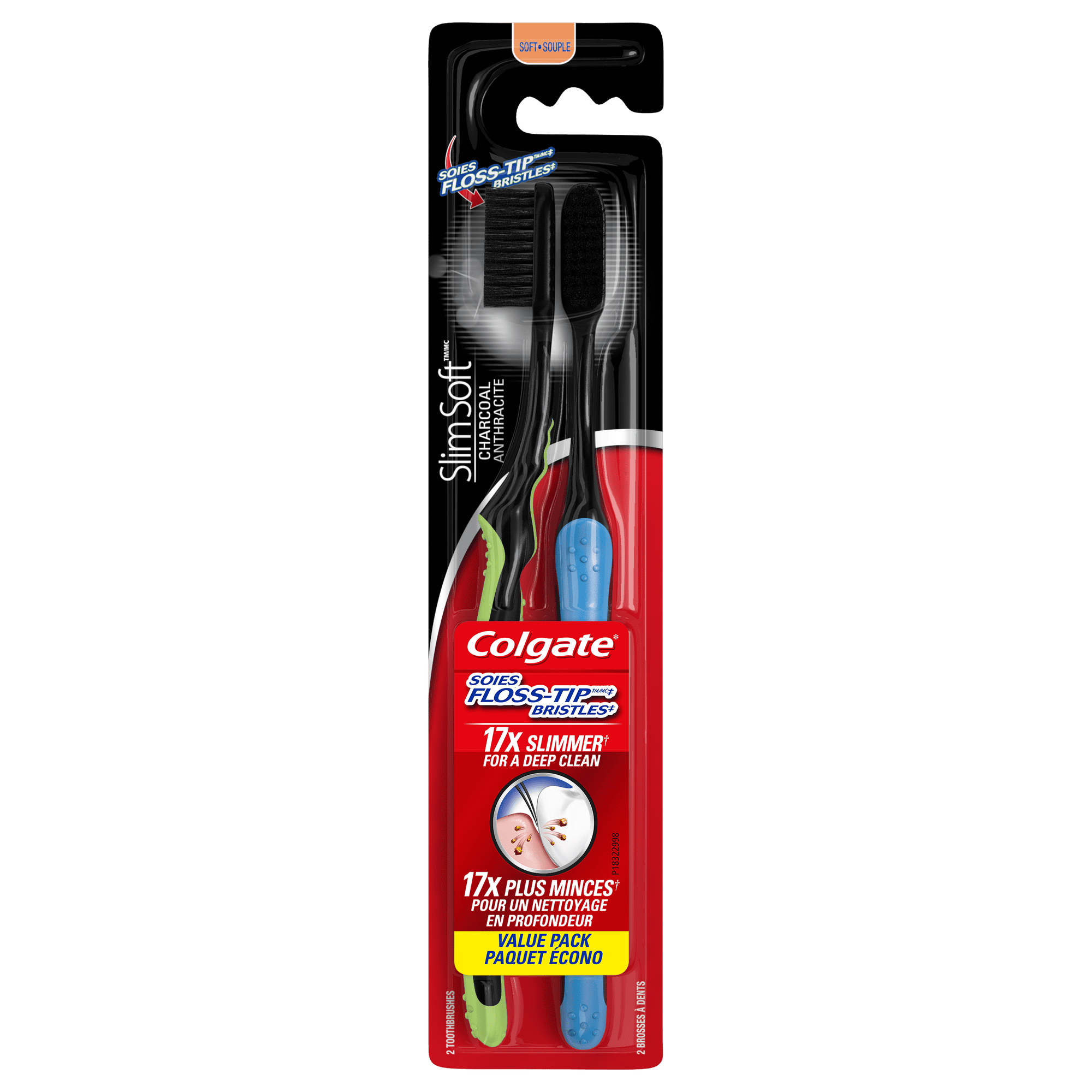 12 Brosses à Dents Colgate Slim Soft Charbon - Poils Souples, Neuves, Fabriquées En Inde