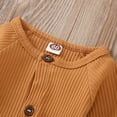 thumbnail image 4 of Nafuu Boys Romper Solid Color Crew Neck Long Sleeve Soft Knit Ribbed Outfit Comfortable Autumn Toddler Clothing Leisure Home Boy Jumpsuit,Brown,12-18 Months, 4 of 8