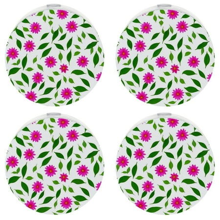 

YZUOUZY Night Light Small Lamp 4 Pack Flowers Leaves Pink Diasy