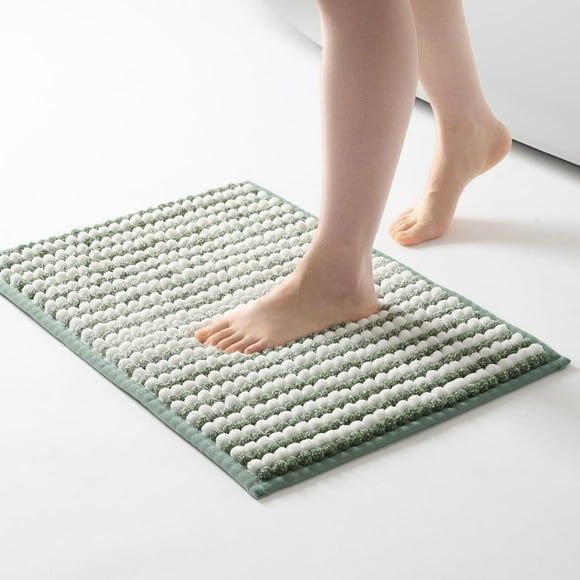 Alfombra de baño FRESHMINT Chunky Ombre chenilla 43 x 61 cm, color verde salvia