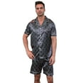 thumbnail image 2 of Men's silk satin pajama set short-sleeved buttons pajamas (with pockets), 2 of 8