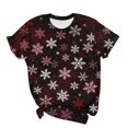 thumbnail image 6 of CLOISE Womens Short Sleeve Shirts Plus Size Christmas Snowflake Crew Neck Pullover Short Sleeve Tee Tops Slim Festive Holiday Photos Clothing L, 6 of 6