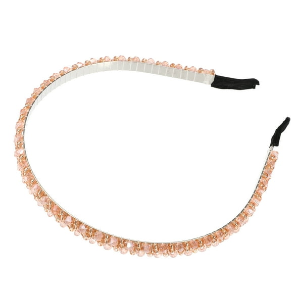 Vocoste 1 Pcs Hairband for Women 2 Rows Rhinestone Headband Pink 0.31 Inch Wide