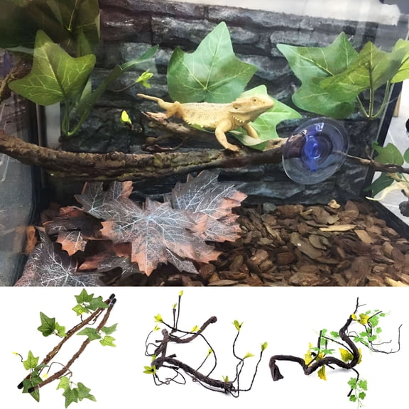 ACDANC Lizard Climbing Vines Fake Plant Breeding Tank Landscape Accessories Bearded Dragon Playing Toy Artificial Leaves Reptile Vines Terrarium Tank Reptile Habitat Decoration Pet Supplies