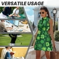 thumbnail image 6 of COEQINE Shamrock and Stripes Dark Green Print Women's Tennis Dress for St. Patrick's Day Sleeveless 2 Pieces Breathable Workout Athletic Dresses with Pockets and Shorts, M, 6 of 7