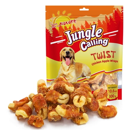 Jungle Calling Dog Treats, Skinless Chicken Wrapped Apple Treats,Gluten and Grain Free,Chewy