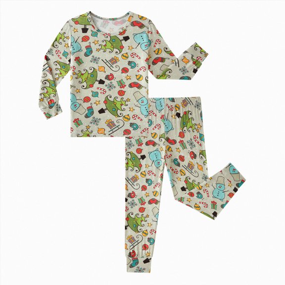 Leey-World Kids Bamboo Viscose Pajamas Set Boy/Girls Toddler Pjs Soft Breathable Lightweight Long Sleeve Pajamas Set for All-Season(Light Green,7-8 Years)