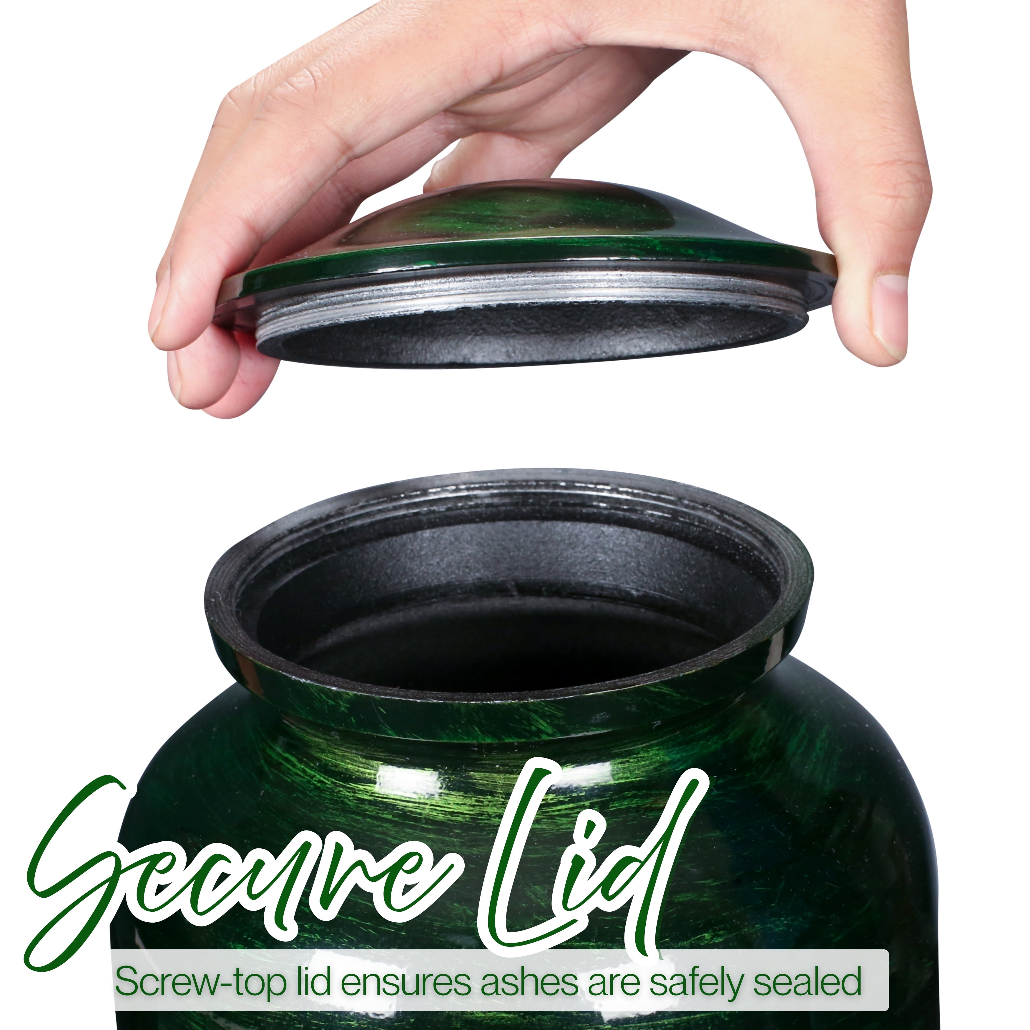 Aluminum Handcrafted Urn - Elegant Keepsake Holder for Adult Human Ashes (Forest Green)