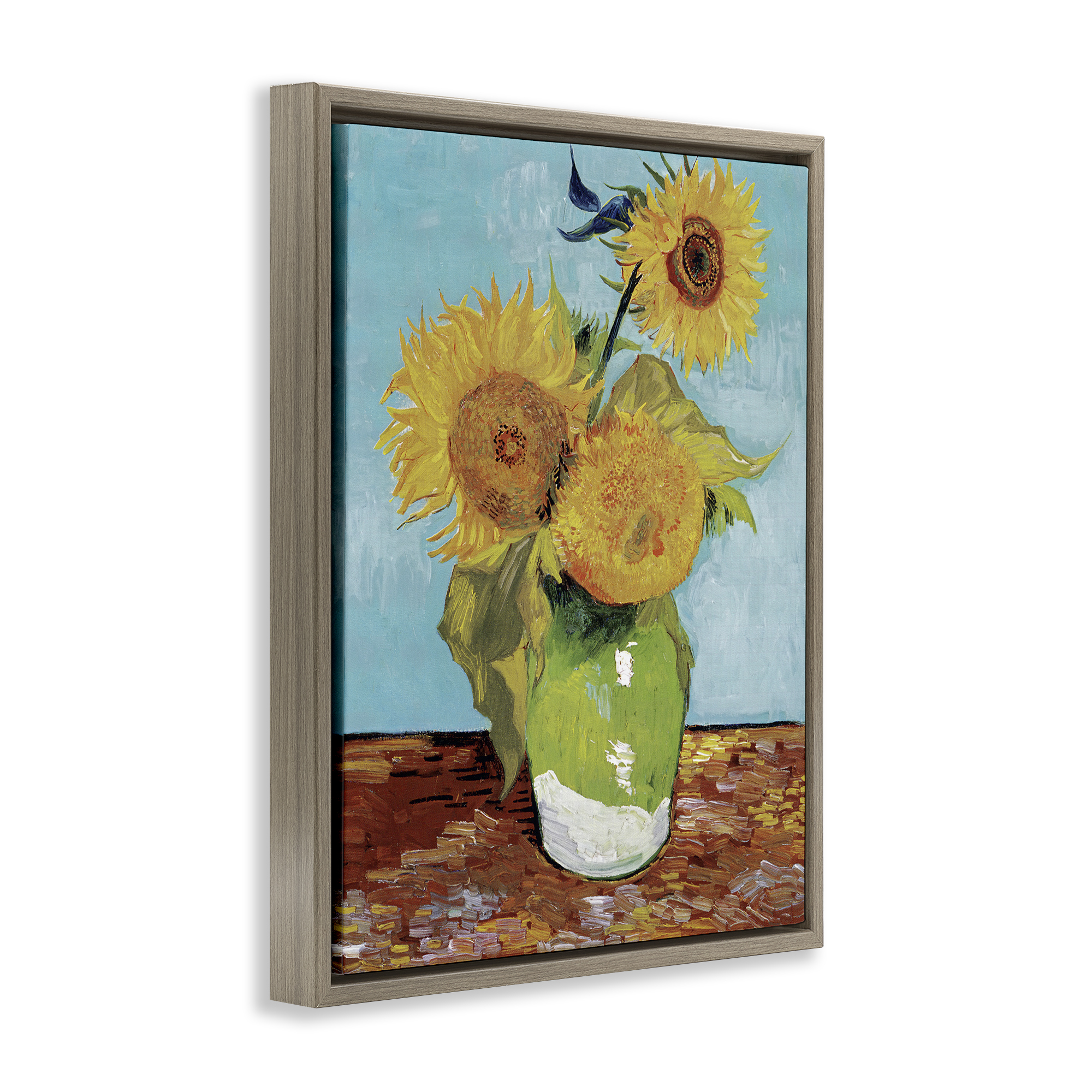 Stupell Industries Van Gogh Sunflowers Botanical & Floral Painting Brown Floater Framed Art Print Wall Art, 25 x 31