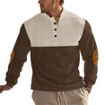 thumbnail image 2 of Huowey Men Sweatshirts Color Block Long Sleeve Stand Collar 1/4 Button Up Sweatshirt Pullover Fall Winter Polo Sweaters Casual Outerwear,Brown,Xl, 2 of 6