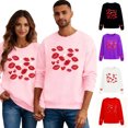 thumbnail image 2 of ShiShine 1PC Womens Mens Heart Print Sweatshirt Romantic Love Graphic Valentine Shirts Long Sleeve Lightweight Pullover Top, 2 of 9