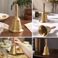 thumbnail image 5 of Christmas Hand Bell with Wooden Handle, Embossed Metal Vintage Service Call, Festive Holiday Decor for Wedding, Party, Home, Tabletop Seasonal Display, 5 of 7
