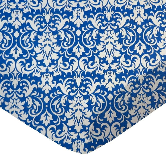 SheetWorld Fitted 100% Cotton Percale Pack N Play Sheet Fits Graco 27 x 39, Royal Damask