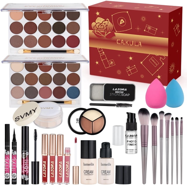 Kit de maquillaje completo CAKULA con paleta de sombras de ojos y pinceles