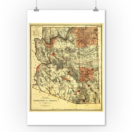 - Arizona Territory - (1887) - Panoramic Map (9x12 Art Print, Wall Decor Travel Poster)