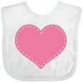 thumbnail image 3 of Inktastic Pink Heart (Stitch Border) Girls Baby Bib, 3 of 4