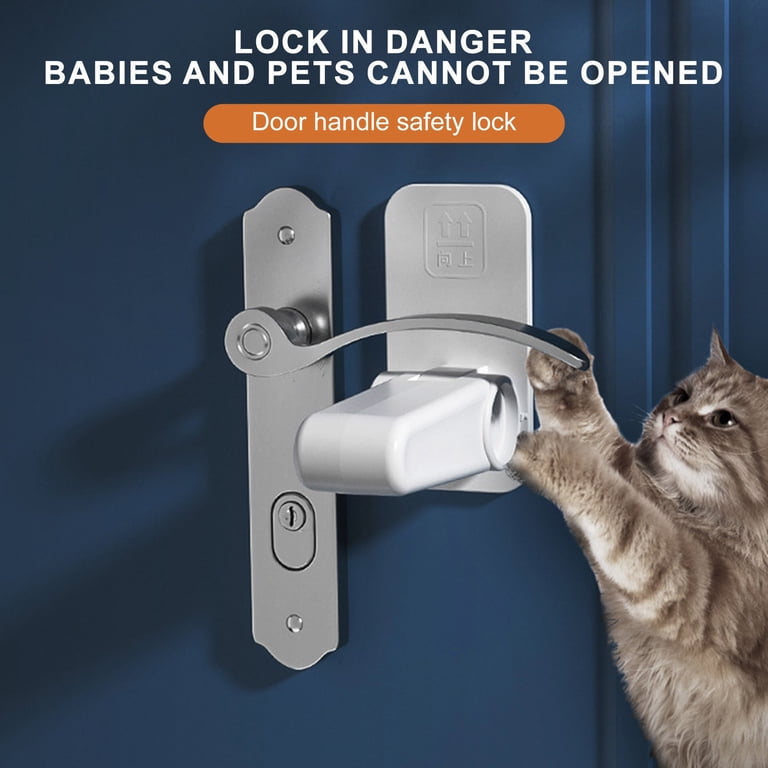 Nsxcdh Door Handle Safe Lock for Kids Baby Pinch Protection Transparent Abs  No Punching Drawer Door Lock Cat Dog Proof Easy Install