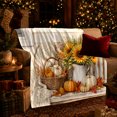 thumbnail image 3 of Autumn Harvest Pumpkin Sunflower Farmhouse Scene, Cozy Festive Scene, Warm Flannel Blanket for Ranch House and Living Room, Animal Lovers Thanksgiving Gift, Festive Home Decor, 3 of 9