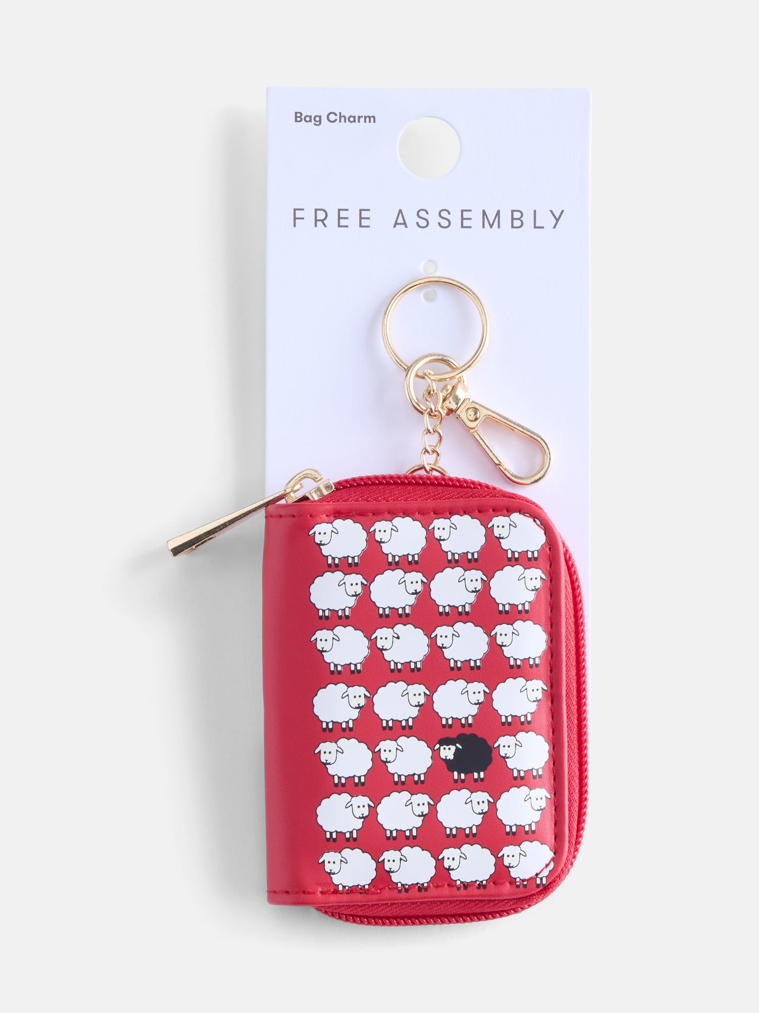 Free Assembly Women's Sheep Book Bag Charm, Red