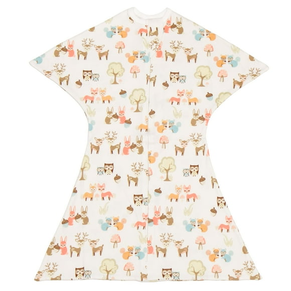 SleepingBaby Zipadee-Zip Transitional Swaddle Sack 3-6 Month - Roomy Zipper Swaddle for Easy Diaper Changes and Proper Hip Development - Baby Swaddle Sack X-Small - Woodlands