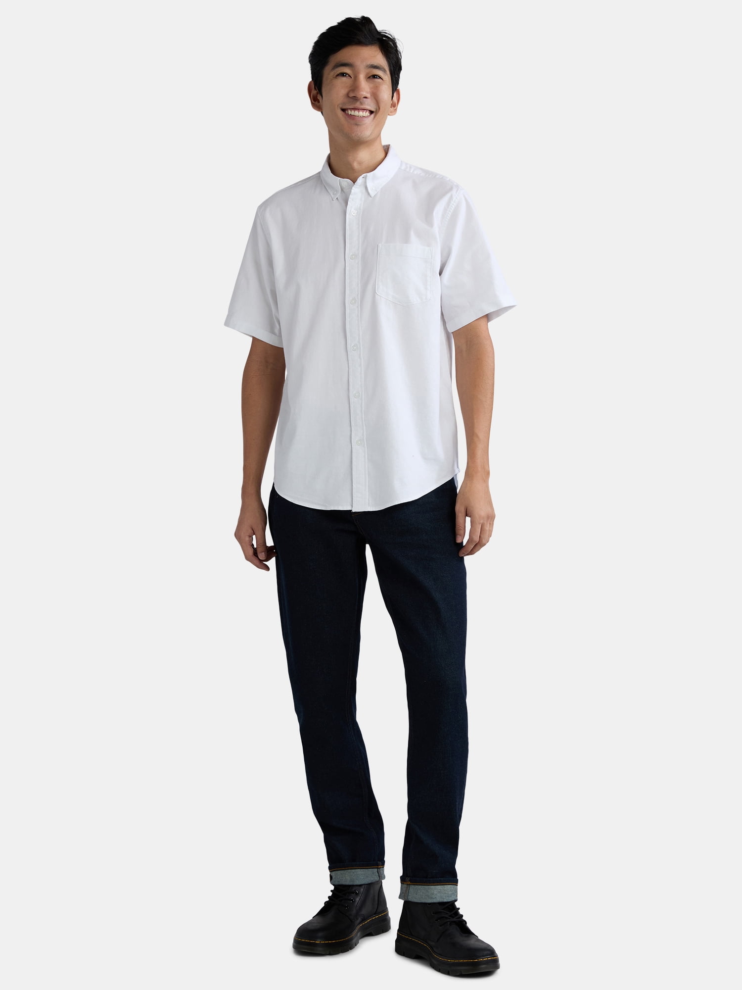 George Men's & Big Men's Classic Fit Short Sleeve Button-Up Poplin Shirt, Sizes S-3XL