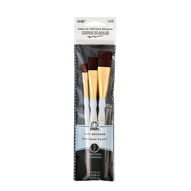 FolkArt 3 Piece Flat Paint Brush Set