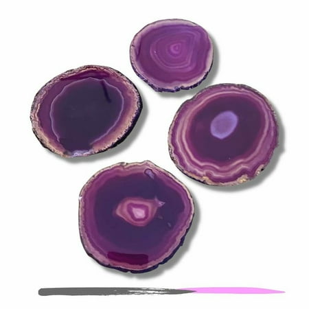

Artisansmx Natural Agate Slice Coasters Home Decor Pack of 4
