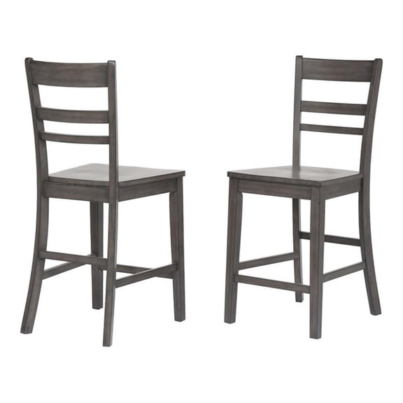 Sunset Trading Shades of Gray 24" Wood Slat Back Stools in Gray (Set of 2)