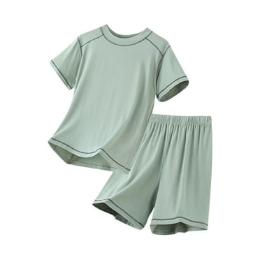 Plebaso Ensemble de Pyjama d'Été pour Garçons et Filles T-Shirts à Manches Courtes Shorts de Nuit 2 Pcs Tenues de Détente pour Enfants