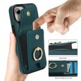 thumbnail image 6 of Wallet Case Compatible for iPhone 14, with 360° Rotation Ring Stand PU Leather Case Cover with Side Stretchy Fabric Card Holder for Women and Men for iPhone 14, Green, 6 of 8