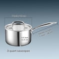 thumbnail image 3 of Cook N Home Casserole en Acier Inoxydable 3 Pintes, Casserole Tri-Couche avec Couvercle en Verre, Argent, 3 of 7