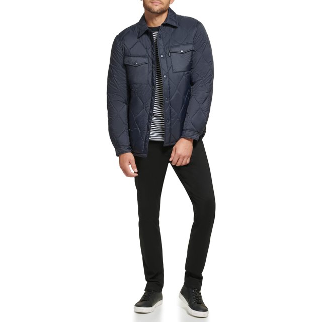 Calvin Klein - chamarra acolchada para hombre, Shacket Navy, Large