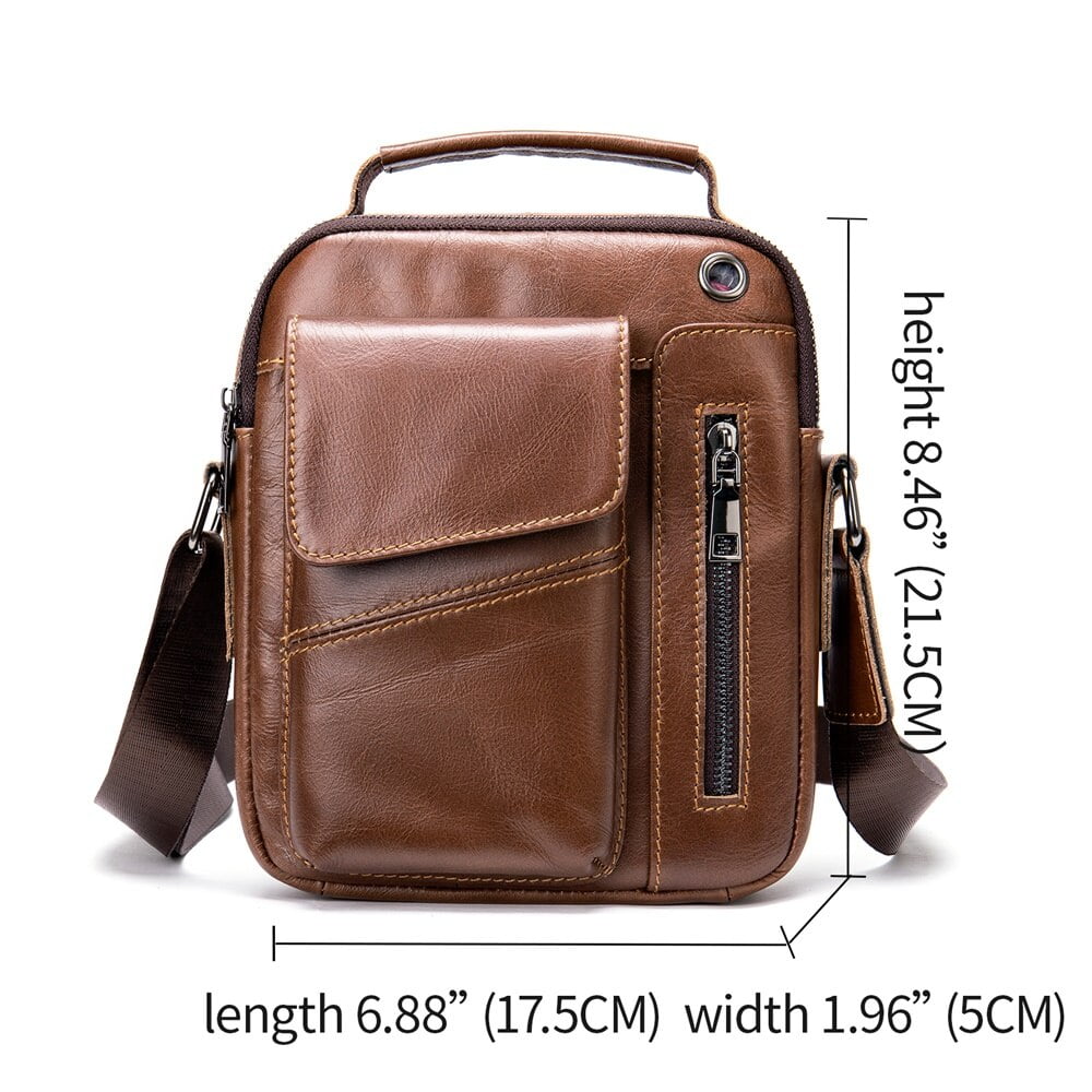 Genuine Leather Bag for Men Zipper Men s Shoulder Bags Man Leather Crossbody Bag Messenger Bags for Men Handbags Flap Business Bag Walmart