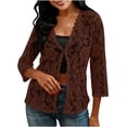 thumbnail image 2 of Xuyuer Women's Elegant Long Sleeve Lace Open Front Cardigan - Casual Lightweight Layering Piece for Summer Style, 2 of 8