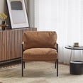 thumbnail image 3 of Leumius Modern Accent Chair with Plush Cushions, Minimalist Metal Frame and Wooden Armrest Design for Living Room Bedroom Office Brown, 3 of 9