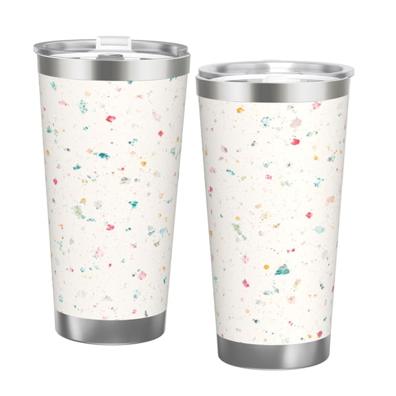 20oz Terrazzo Confetti Tumbler with Straw Stainless Steel Insulated Travel Coffee Cup Gift for Women with Double Silver Rim