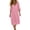 Pink, variant on Amkhujs Summer Dresses for Women Breathable Soft V Neck Linen Dress Elastic Cuff 3/4 Sleeve Midi Dress for Casual Wear