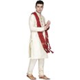thumbnail image 4 of SKAVIJ Men's Kurta Pajama and Scarf Set Art Silk Indian Ethnic Dress OffWhite XL, 4 of 6