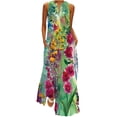 thumbnail image 1 of Robe Maxi Sans Manches à Imprimé Floral pour Femmes, Col en V, Robes Décontractées avec Poches, Robe Longue d'Été Ample, 1 of 5