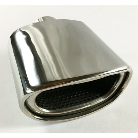 Exhaust Tip 2.25 Inlet 5.50 X 3.0 X 7.00 Long WR55007-225-BOSS-SS Double Wall Rolled Oval Resonated 304 Stainless Steel Wesdon Exhaust Tip