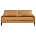 thumbnail image 5 of Sofa Couch, Tan, Leather, Mid Century Living Lounge Cafe Lobby Hospitality Restaurant, Modern Contemporary HB34309, 5 of 8