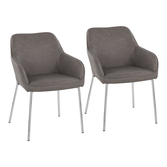 LumiSource Daniella Contemporary Dining Chairs, Gray/Chrome, Set Of 2 Chairs