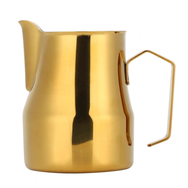 Taza Para Espumar Leche, 8,5x11,5 Cm/3,4x4,5 Pulgadas, Jarra Para Espumar Café Expreso, Para Hacer Café En Casa ANGGREK Oro Brillante 550ml