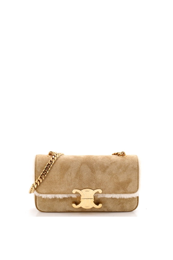 Pre-Owned Triomphe Chain Shoulder Bag Suede with Shearling Small By Rebag