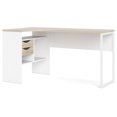 thumbnail image 1 of Tvilum Wayland Modern 2 Drawer L Shaped Computer Desk in White and Oak, 1 of 9