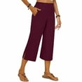 thumbnail image 6 of ZZwxWA Women Casual Baggy Capri Pants Wide Leg Elastic Waist Comfy Long Trendy Lounge Trousers with Pockets, 6 of 6