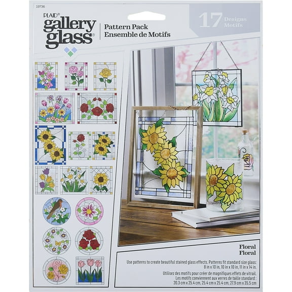 FolkArt Gallery Glass Pattern Set 3/Pkg-Floral